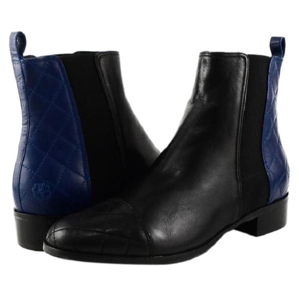 Black & Blue Leather Italian Boots